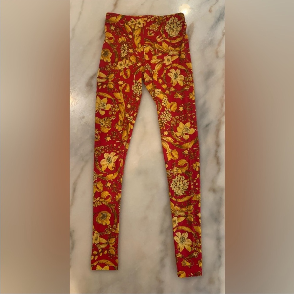 ✨Versace Red and Yellow Floral Leggings